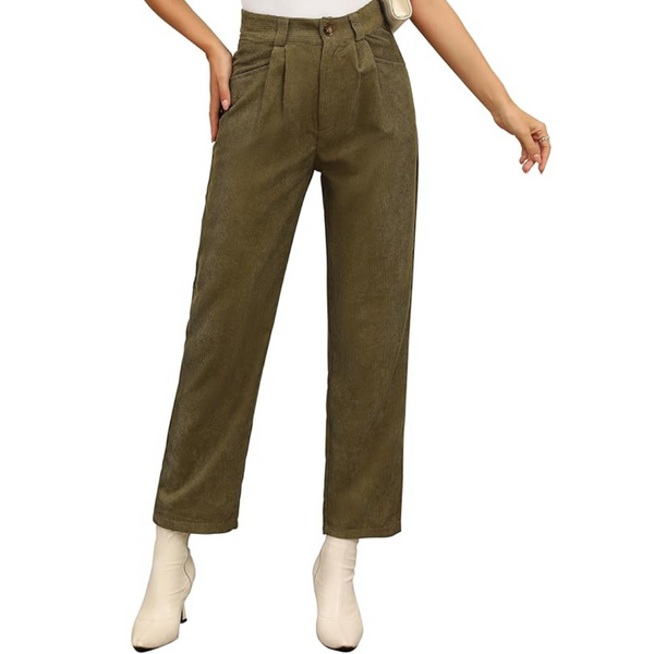 Women's Corduroy High Waist Straight Leg Dressy Casual Pants