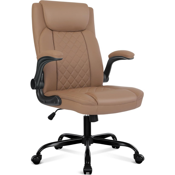 Big and Tall High Back PU Leather Office Chair with Flip Up Armrest