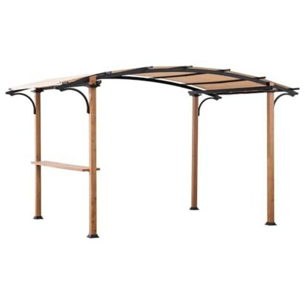 Sunjoy Outdoor 8.5' x 13' Steel Arched Pergola with Tan Canopy