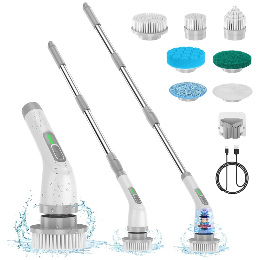 7-in-1 Electric Cleaning Brush With Extension Arm