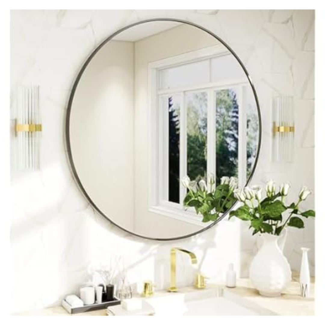 20" Metal Frame Wall Mounted Circle Mirror