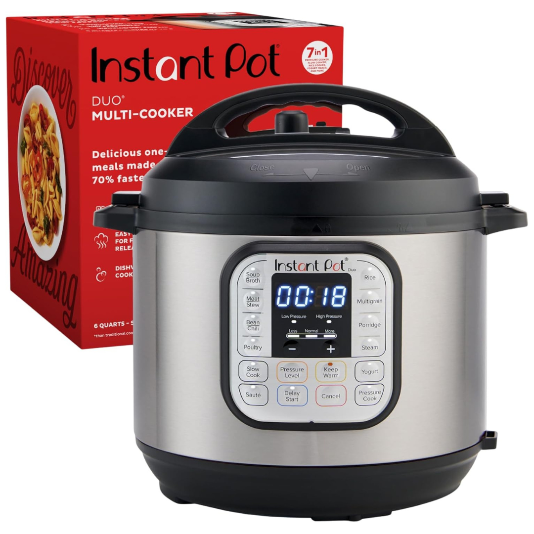 Instant Pot Duo 7-in-1 Electric Pressure Cooker, Slow Cooker, Rice Cooker, Steamer, Sauté, Yogurt Maker, Warmer & Sterilizer (6 Quart)