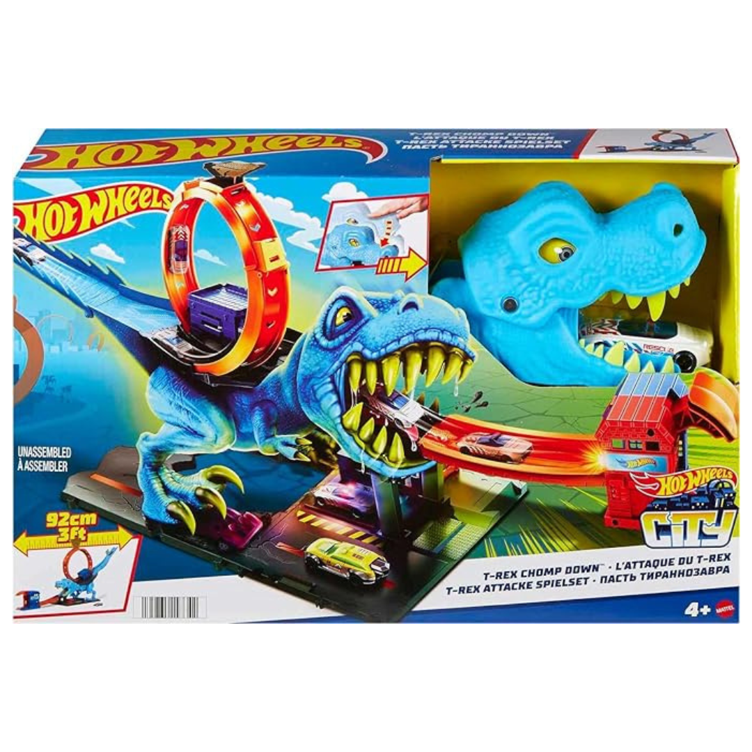 Hot Wheels City T-Rex Track Set With 1:64 Scale Vehicle