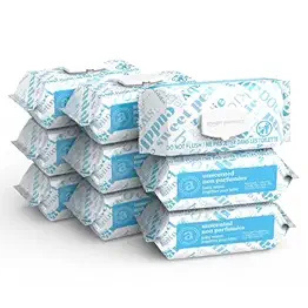 810-Count (9-Pack x 90ct) Amazon Elements Baby Wipes