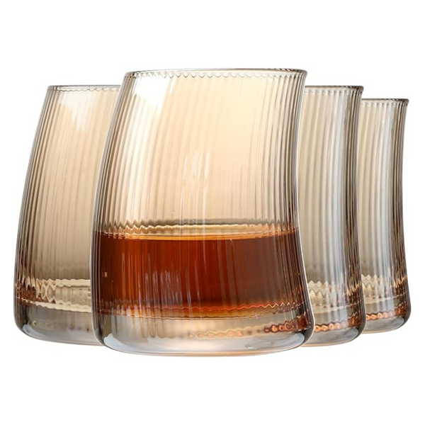 4 Pack 11 oz Ribbed Drinking Glasses F