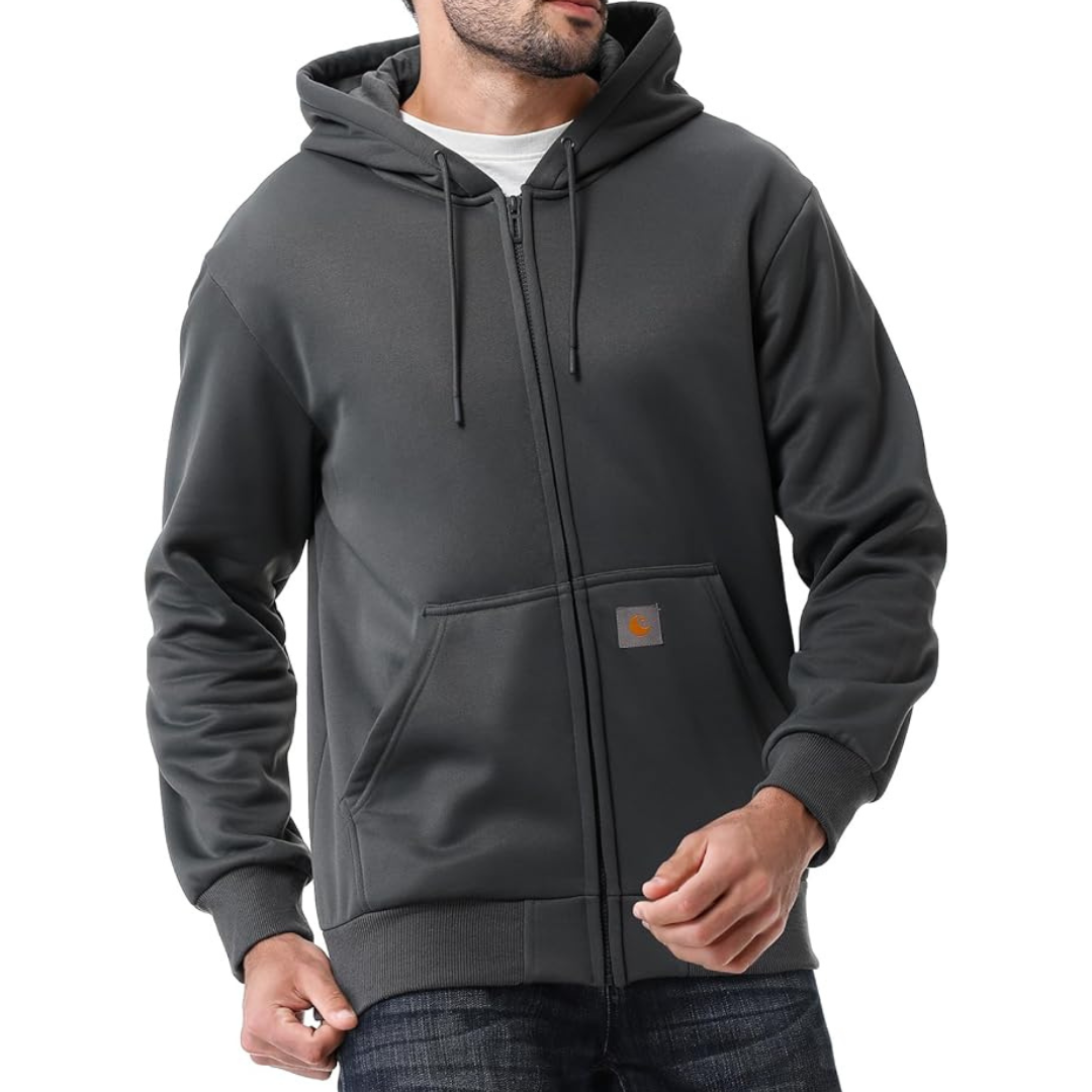 Men's Loose Fit Full Zip Fleece-Lined Hoodie Sweatshirt (Various Colors)