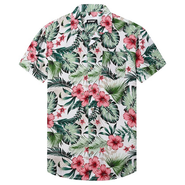 Men's Casual Tropical Floral Beach Aloha Hawaiian Shirt