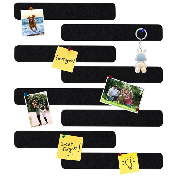 8-Piece Rectangle Felt Cork Board Bar Strips with 35 Pushpins