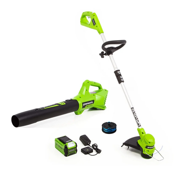 Greenworks 40V 12" Cordless String Trimmer & Leaf Blower Combo Kit W/ 2.0 Ah Battery