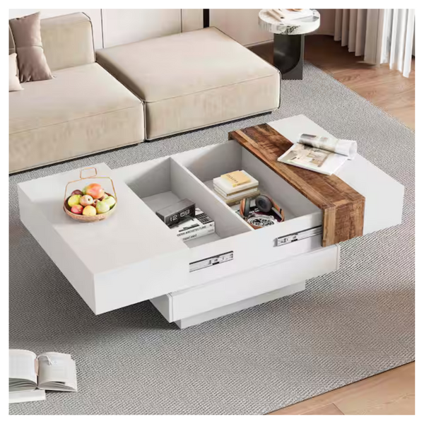 31.4" White Square Wood Coffee Table