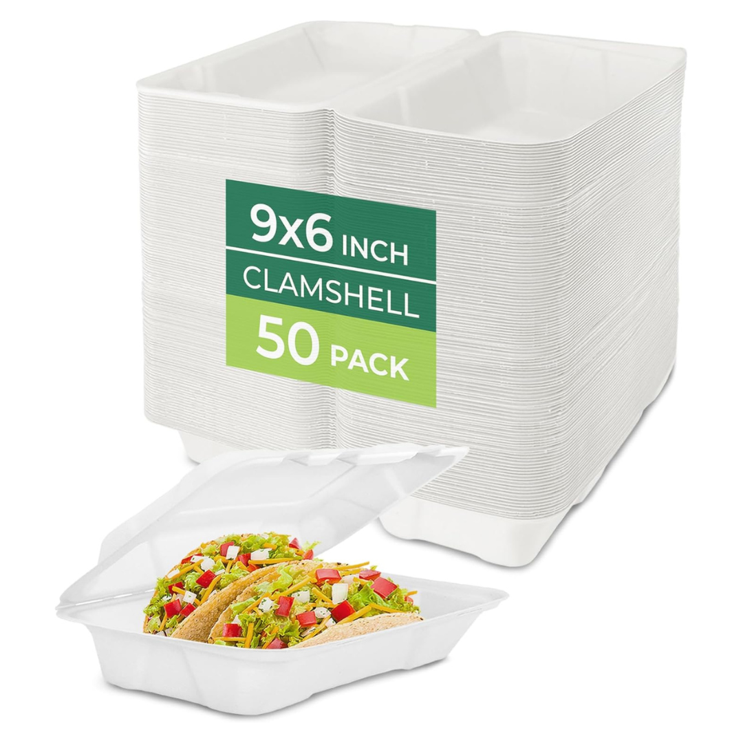 Freshware Clamshell Food Containers With Lids [9×6 50-Pack]