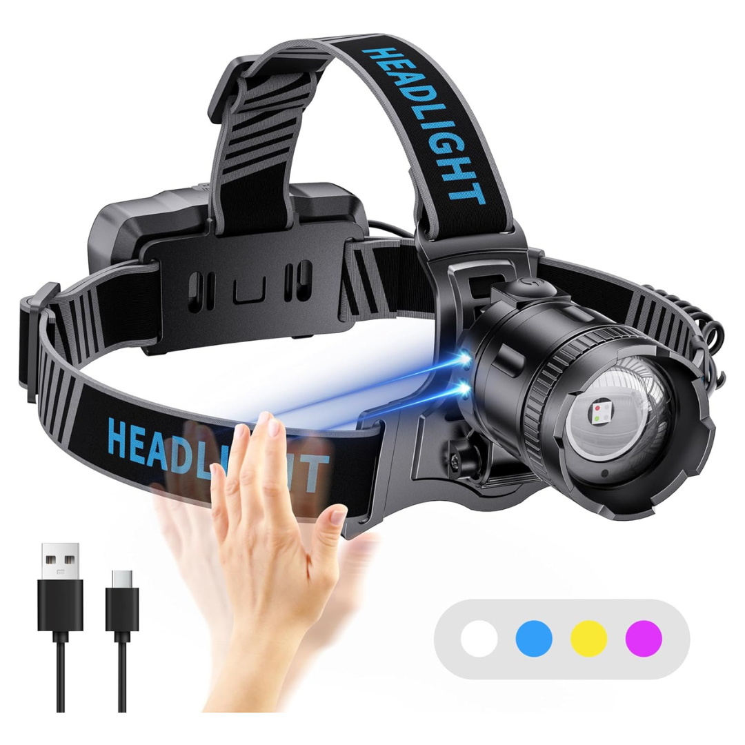 Rechargeable 3000LM 4 Colors LED Head Lamp With UV Light