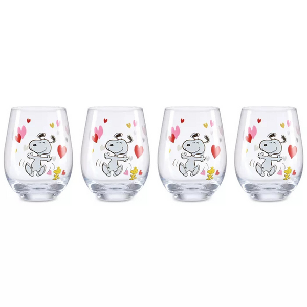 Set Of 4 Lenox Snoopy Valentine's Day Tumblers