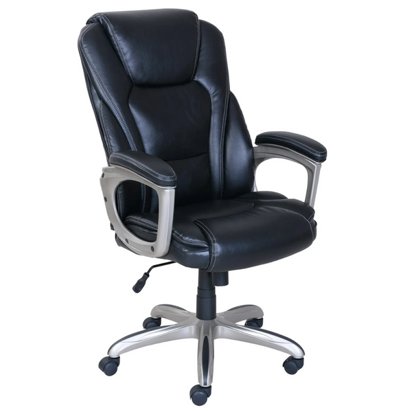 Serta Heavy-Duty Bonded Leather Commercial Office Chair With Memory Foam