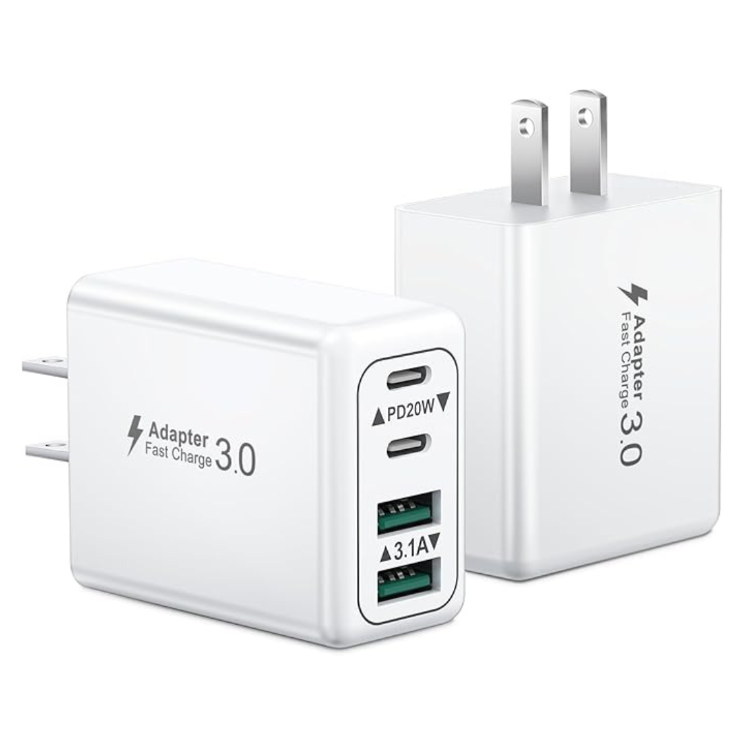 2-Pack 40W 4-Port Fast USB-C Charging Block