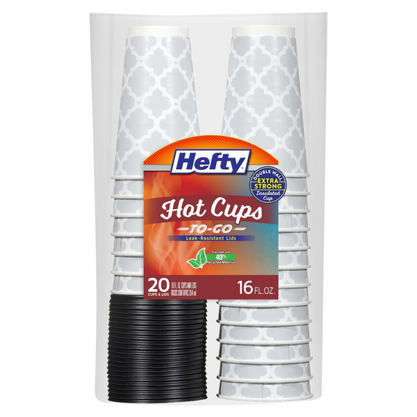 Hefty Paper Disposable Hot Cups With Lids (16 Ounce, 20 Count)