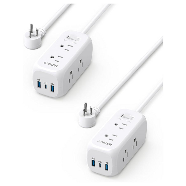 2-Pack 5' Anker 9-In-1 Power Strip Surge Protector W/ 20W PD USB-C