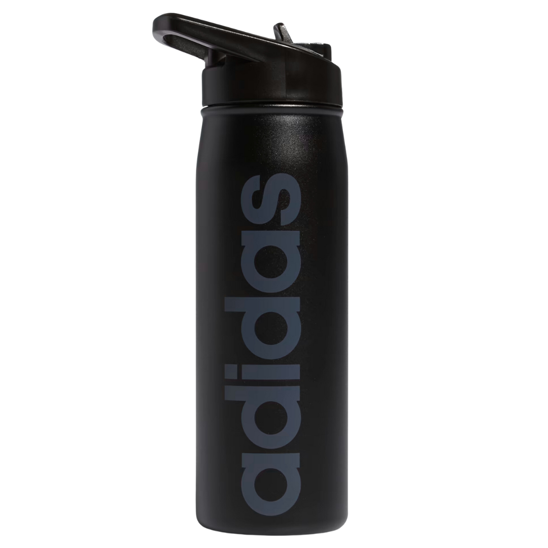 20-Oz Adidas Steel Straw Metal Water Bottle (Black)