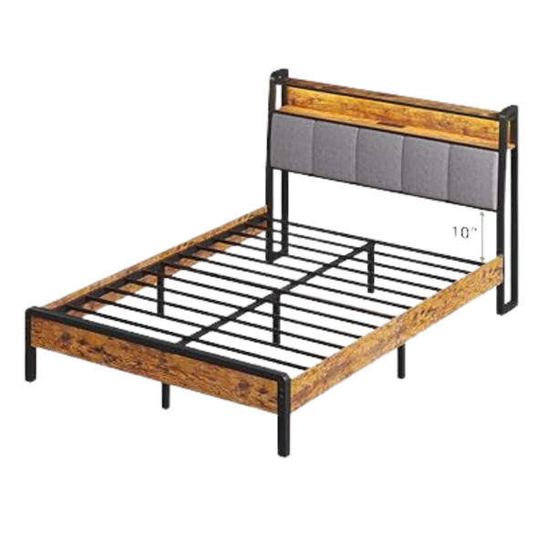 Novilla Storage Headboard Platform Full Size Metal Bed Frame