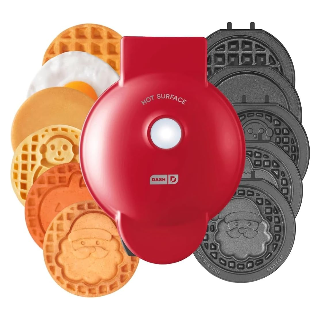 Dash MultiMaker Mini Waffle System W/ 7 Removable Plates & Storage Case