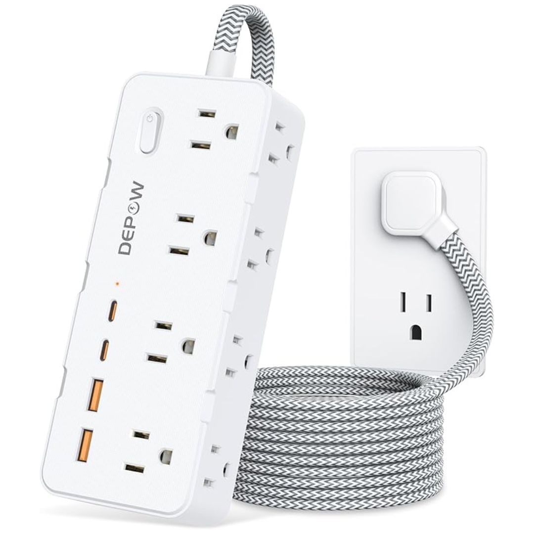 8-AC Outlets & 4-USB Ports 5-Ft Power Strip Surge Protector