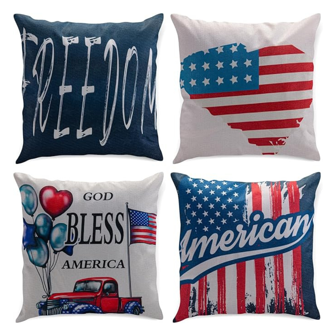 4-Pack 18" x 18" USA Patriotic Stripes Throw Pillow Cover (Various)