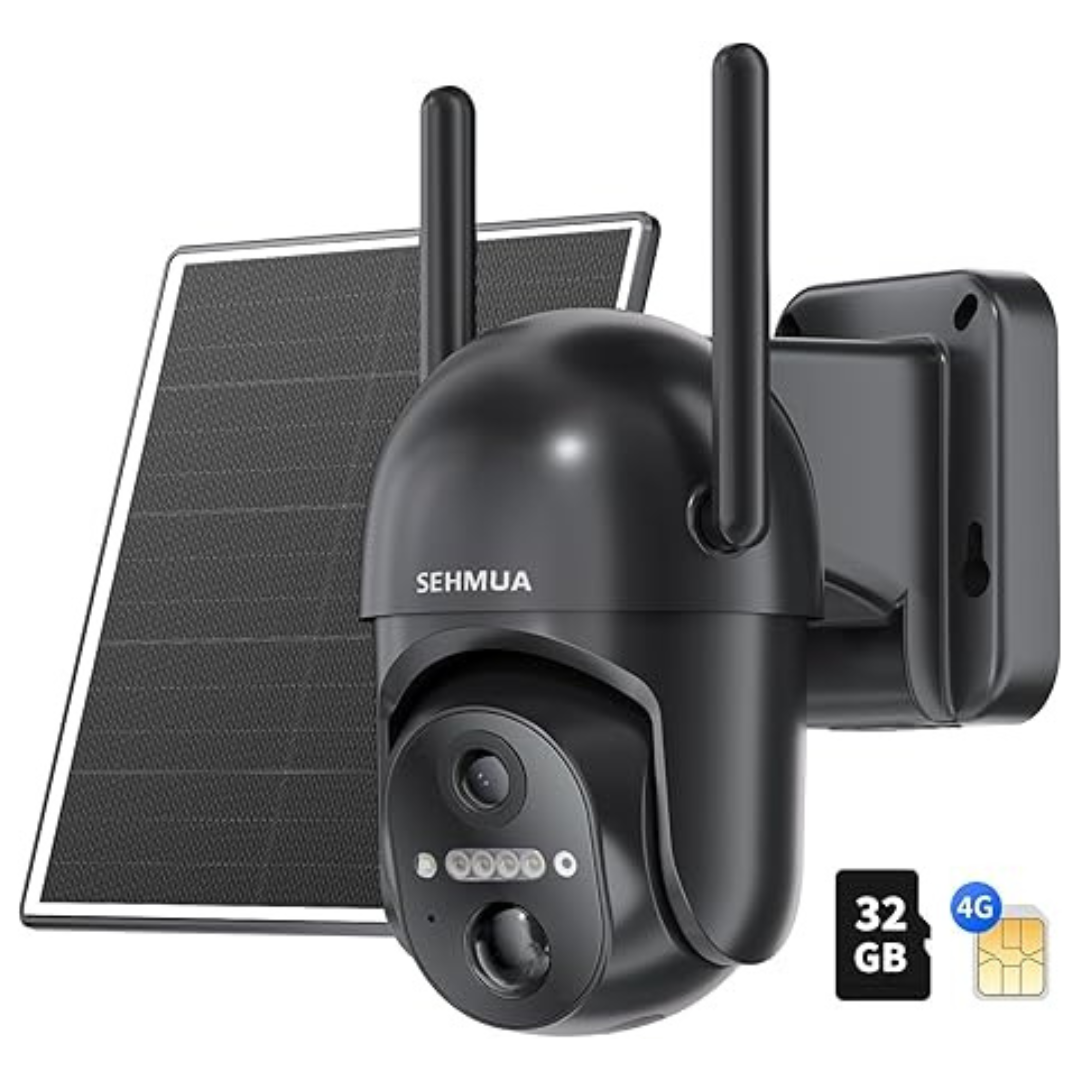 Sehmua Outdoor Wireless 4G LTE Cellular Solar Security Camera