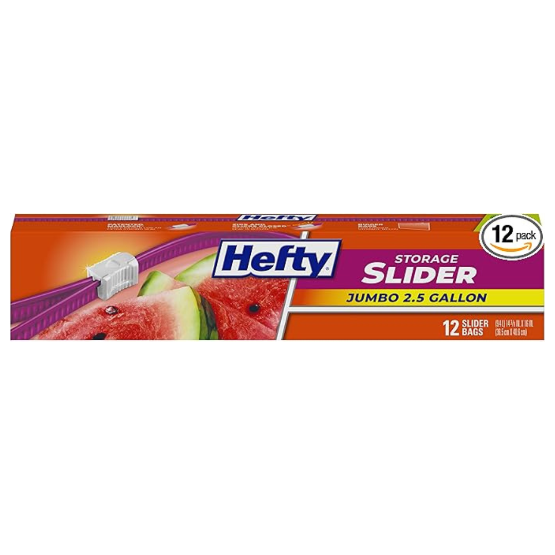 12-Count Hefty Slider Jumbo Storage Bags (2.5 Gallon Size)