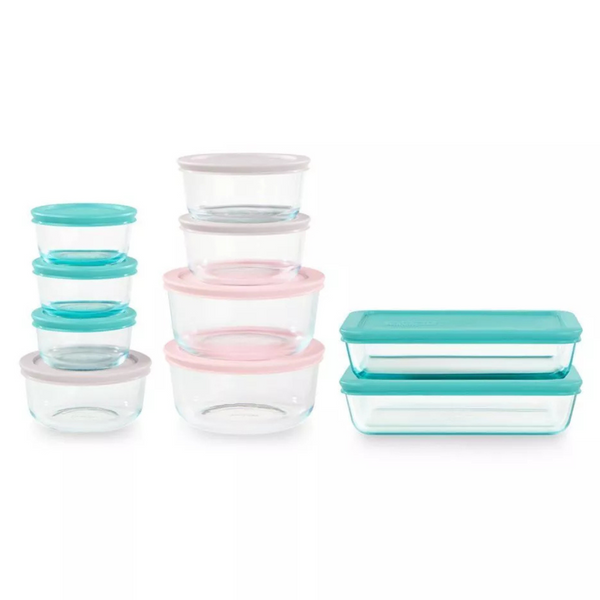 Pyrex 20-Piece Glass Plastic Food Storage Canning Jars Containers Clear Set