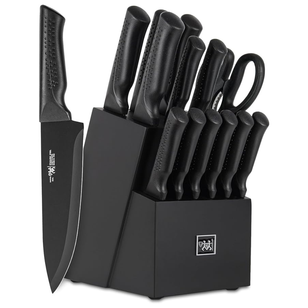 15-Piece Hundop High Carbon Stainless Steel Black Knife Set