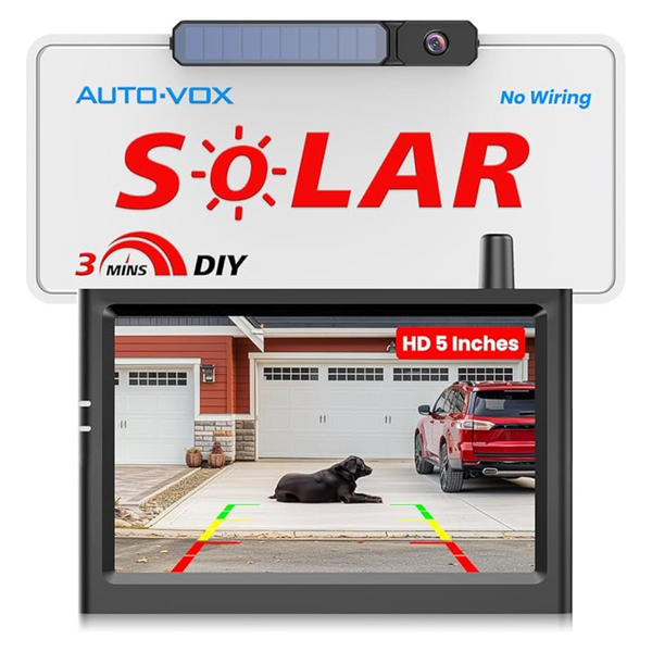 Auto-Vox Solar Wireless Backup Camera With 5" Monitor