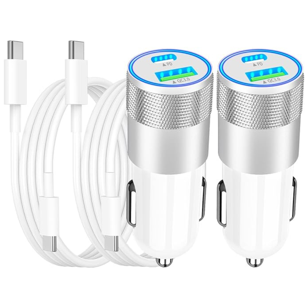 2 Pack iPhone 16 Car Charger With Cables (Apple MFi Certified)