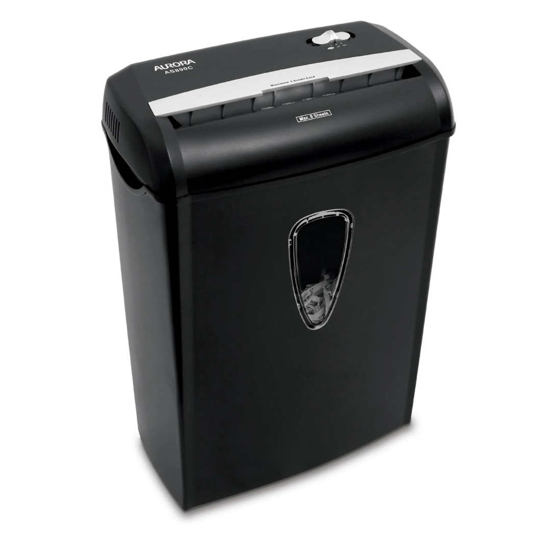 Aurora GB 8-Sheet Cross-Cut Paper/Credit Card Shredder With Basket