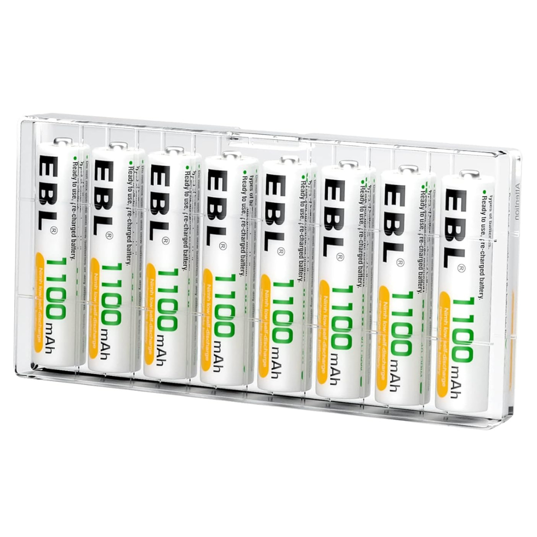 8-Pack EBL 1100mAh Ni-MH Rechargeable AAA Batteries