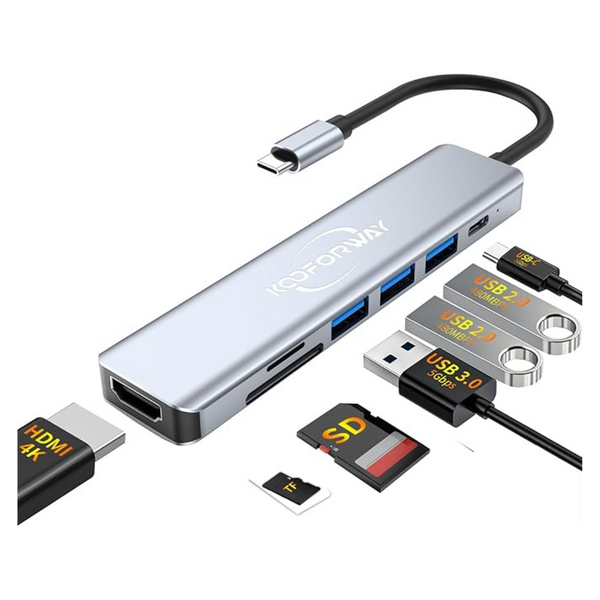 7-In-1 USB-C Hub Laptop Multiport Adapter Docking Station