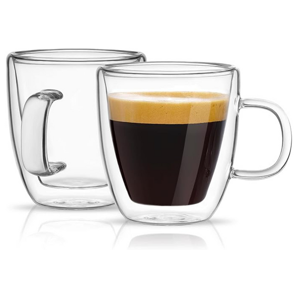 2-Pack Glass Double Wall Insulated Espresso Cups, 5.4 Oz