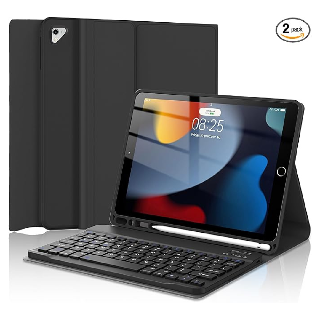 D Dingrich 10.2'' Slim Folio Smart iPad Case With Keyboard