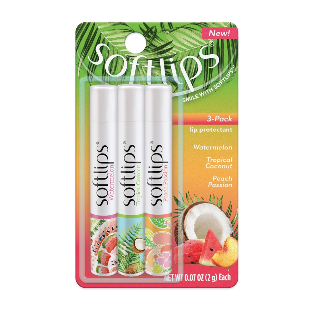 3-Pack Softlips Tropical Flavored Daily Lip Moisturizer