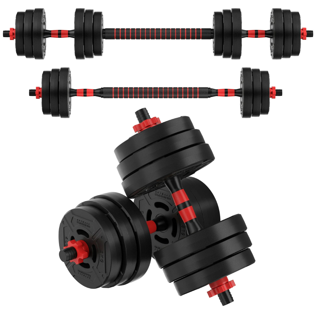 BalanceFrom 60LB 2-In-1 Portable Changeable Dumbbell & Barbell Set