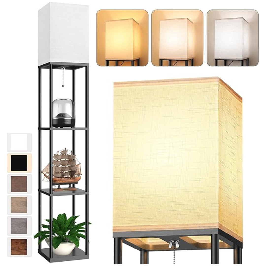 Shelf Floor Lamp With 3 CCT LED Bulb