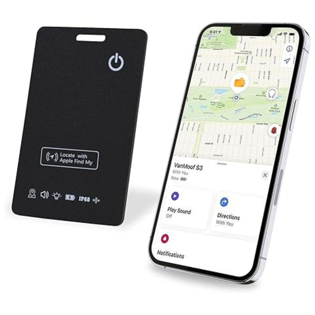 Smart Rechargeable Wallet Tracker Card Work w/ Apple Find My APP (iOS Only)