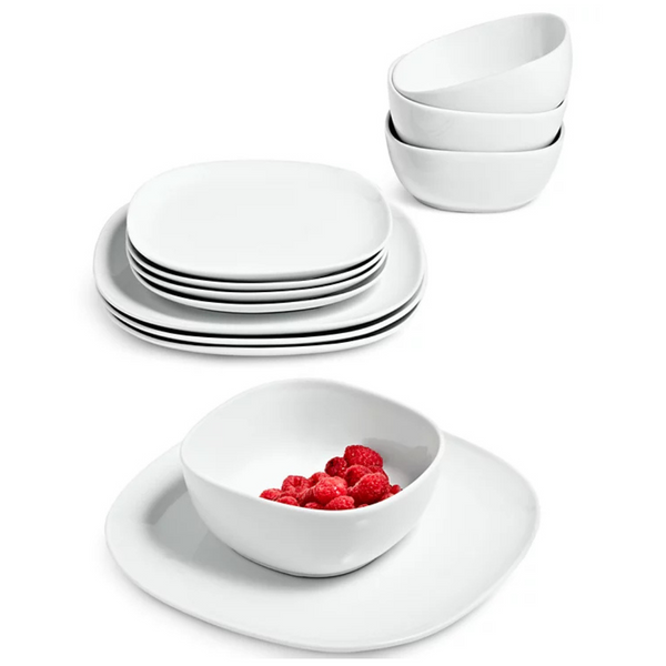 The Cellar Whiteware Soft Square 12-Piece Dinnerware Set