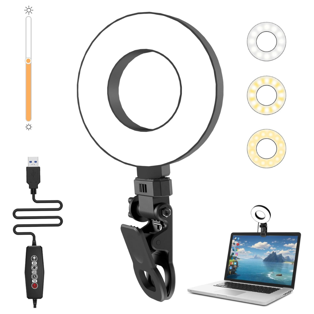 Mojimdo 3.5'' Small Video Conference Ring Light Clip