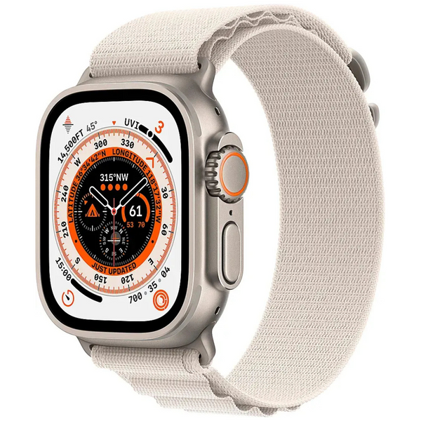 Apple Watch Ultra GPS + Cellular 49mm Titanium Case w/ Starlight Alpine Loop [Certified Refurb]