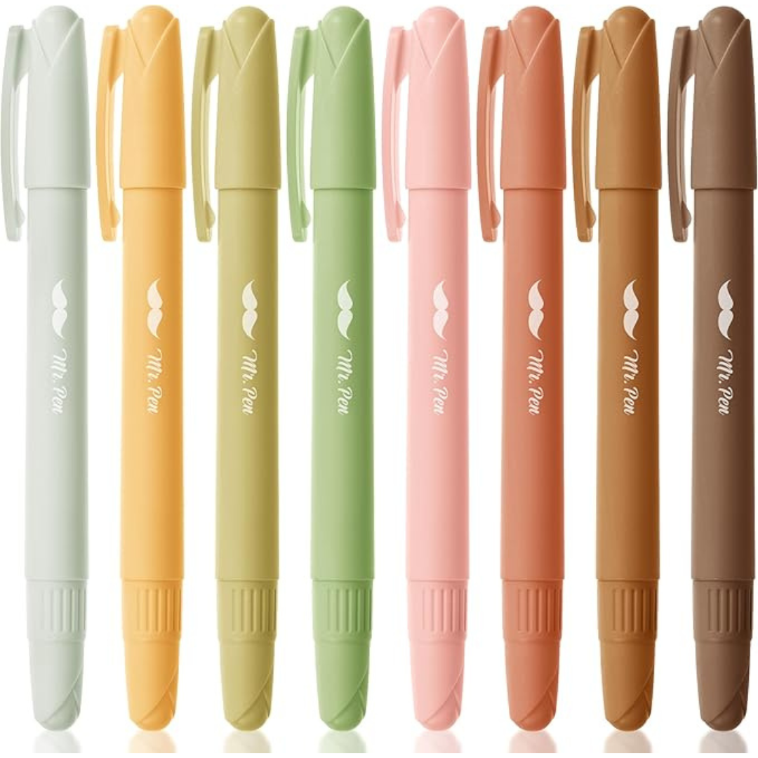 8-Pack Mr. Pen- Gel Highlighter Earthy Colors Bible Markers