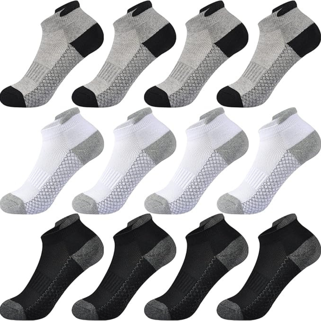 12-Pairs Kids Cotton Low Cut Cushioned Athletic Socks