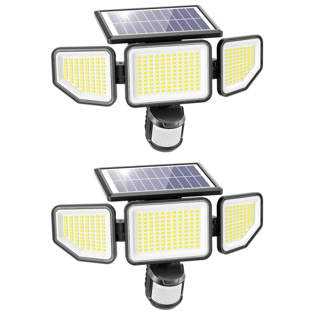 258-LED 3000lm Solar Motion Sencor 3-Head Outdoor Floodlight