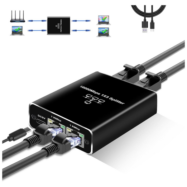 1000Mbps Ethernet Cable Splitter 1 To 3