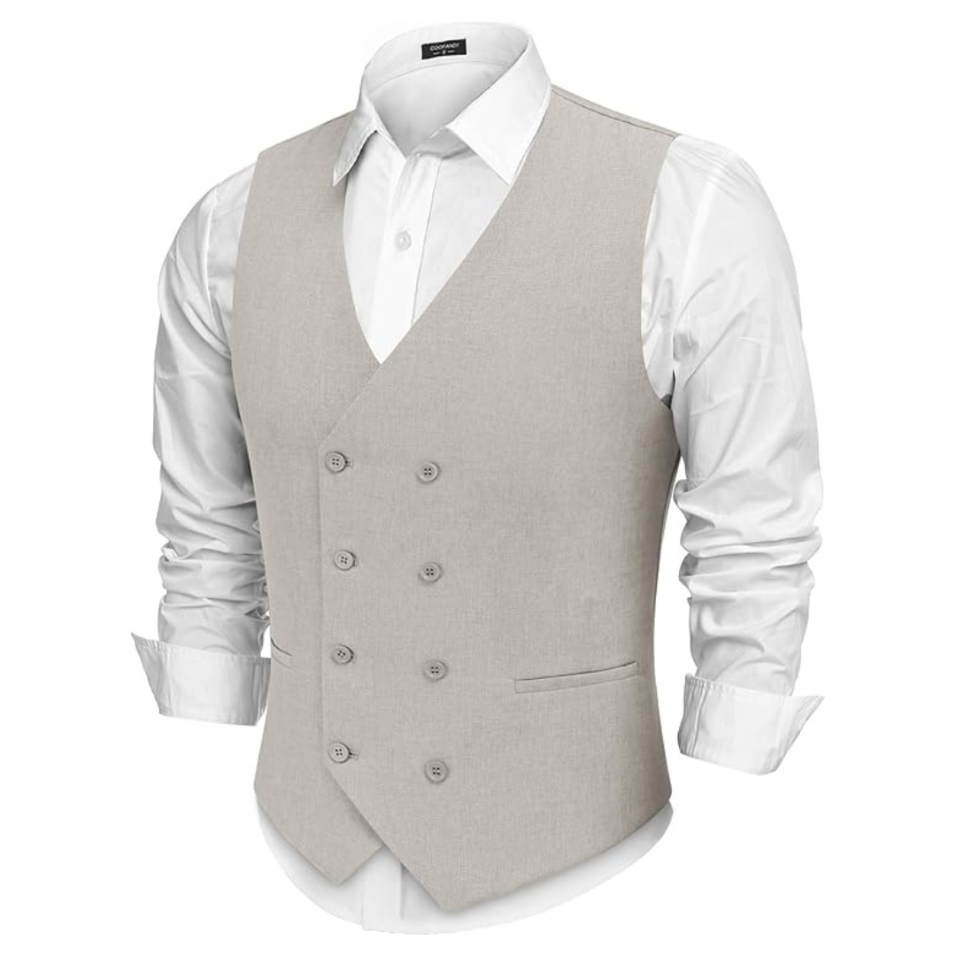 Men's Double Breasted V-Neck Suit