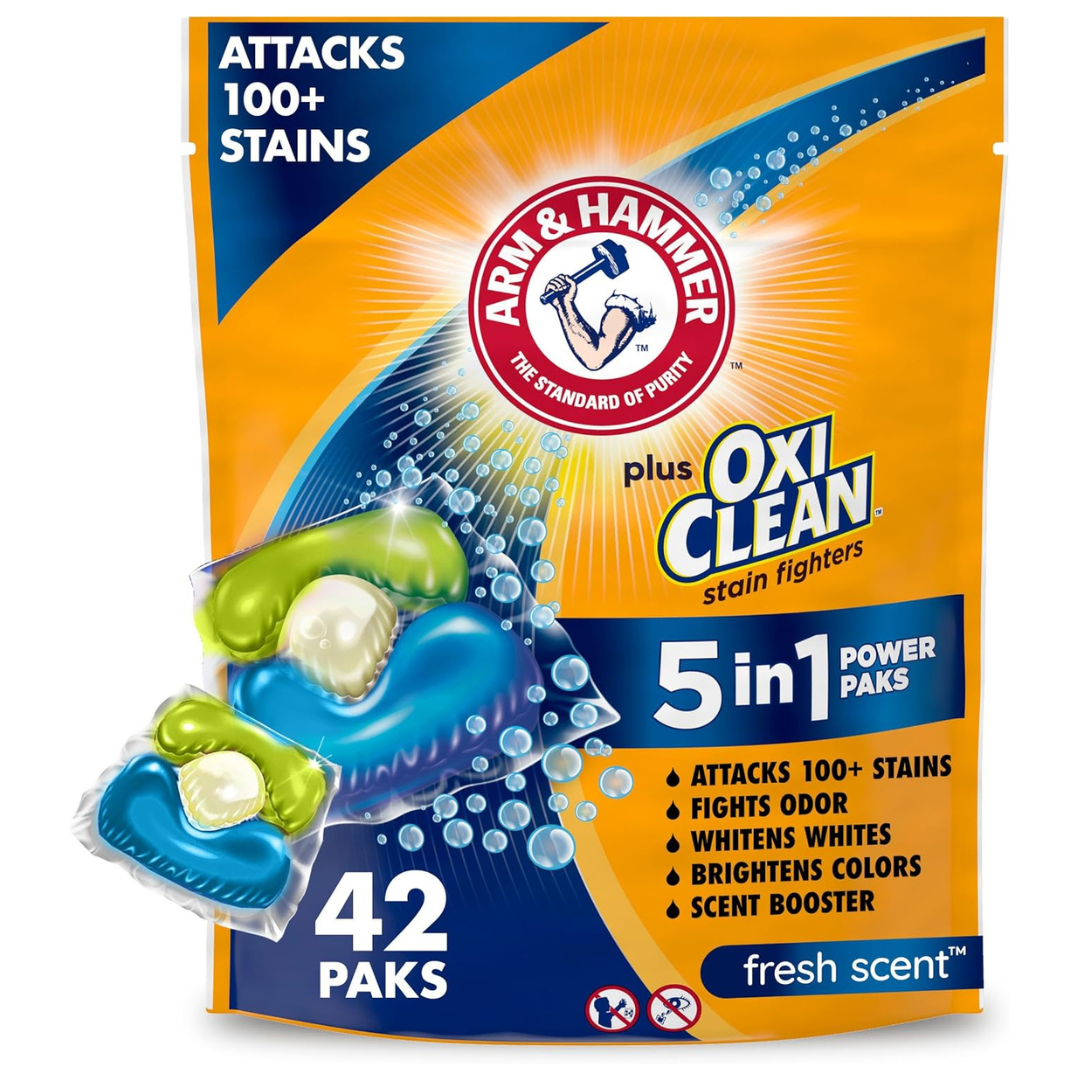 42-Count Arm & Hammer Plus OxiClean 5-in-1 Laundry Detergent Power Paks